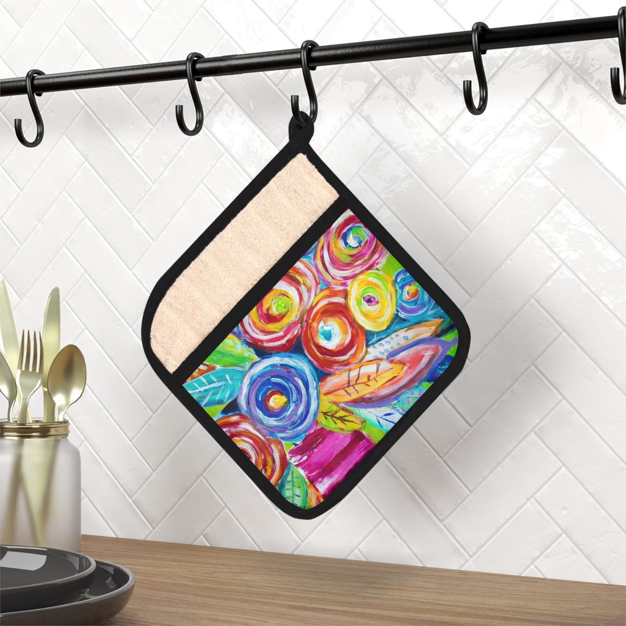 "Twilight Roses" by Brock Schul - Pot Holder with Pocket