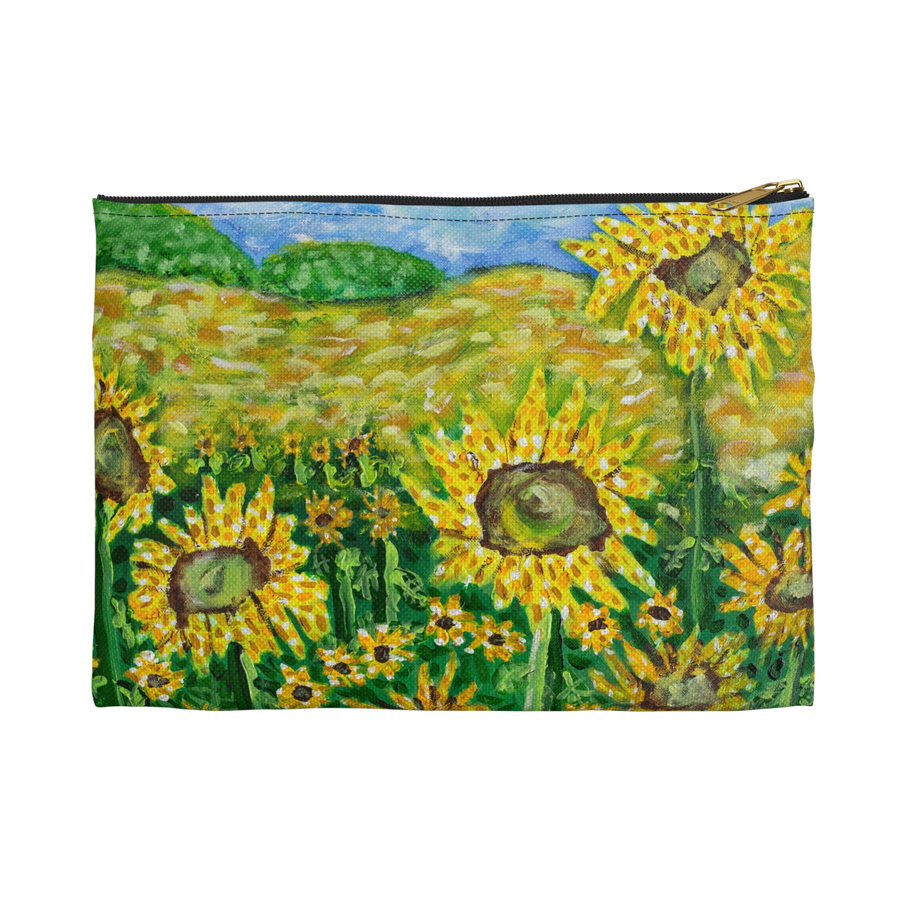 "Kansas Sunflowers" by Joey Holmes - Accessory Pouch