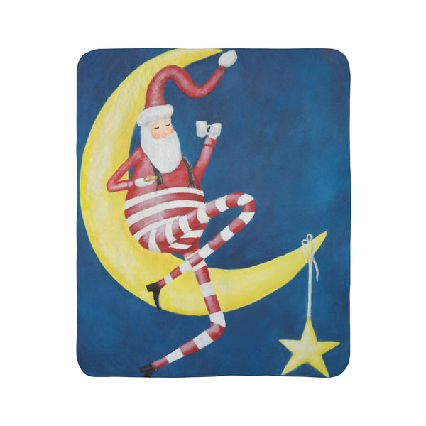 "Mr. Moon Man" by Donald Wilson - Fleece Sherpa Blanket