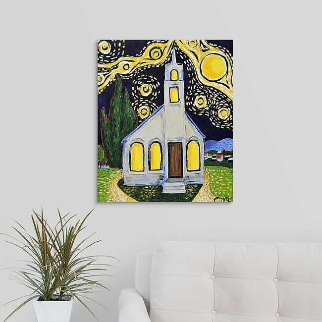 "Starry Night Church" Original Painting by Casey McLain